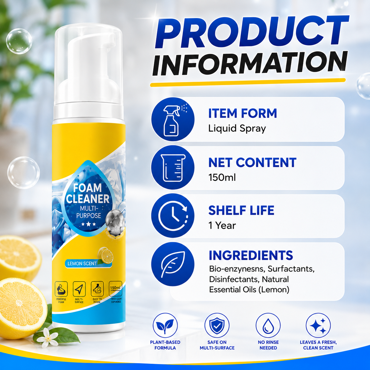 🔥Last Day 50% OFF🔥 Foam No-Rinse Cleaner — Spray, Wipe & Done Big Sale