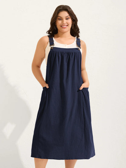 Rust Red Cotton Pleated Pocket Midi Dress, Perfect Gift for Mother's Day!