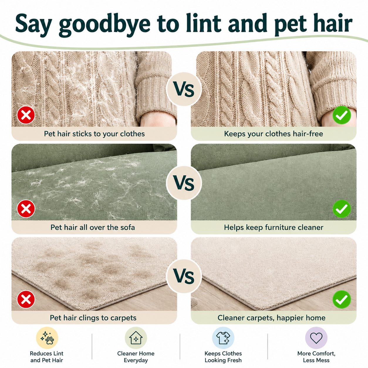 The last 3 hours ✨ Buy 1 Get 1 FreeAQA Pet Hair Removal Glove for Dogs & Cats