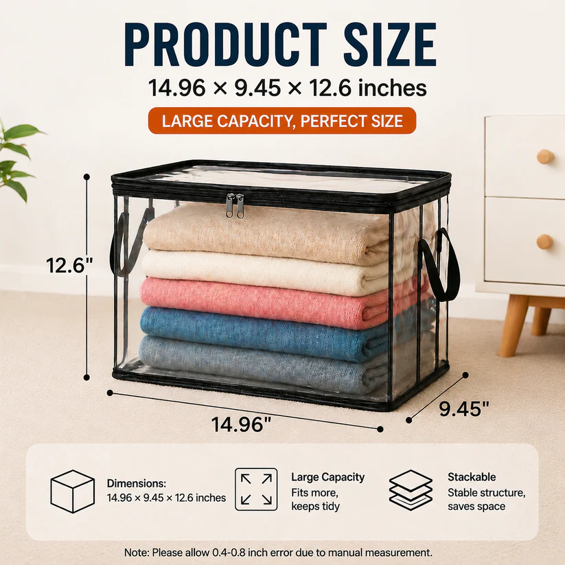 💖LAST DAY 50% OFF 📦jorevi® Large Heavy-Duty Thick Plastic Clear Storage