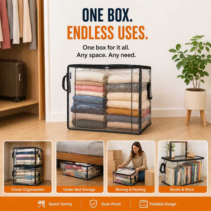 💖LAST DAY 50% OFF 📦jorevi® Large Heavy-Duty Thick Plastic Clear Storage