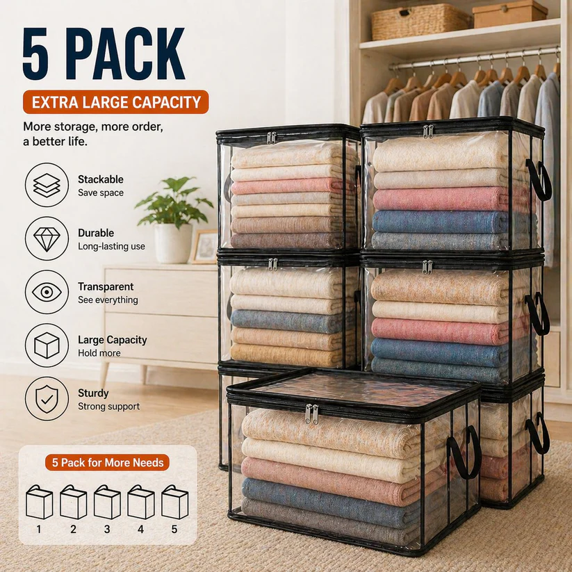 💖LAST DAY 50% OFF 📦jorevi® Large Heavy-Duty Thick Plastic Clear Storage