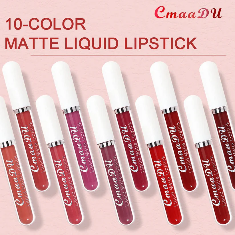 10-Piece Matte Waterproof Lip Gloss Set – Bold Color, All-Day Stay Big Sale