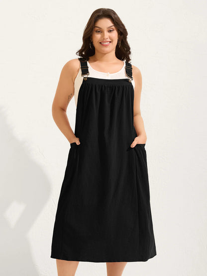 Rust Red Cotton Pleated Pocket Midi Dress, Perfect Gift for Mother's Day!
