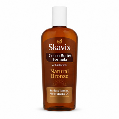 Skavix Natural Bronze Tanning Oil – Fast-Absorbing Cocoa Butter Moisturizer for a Sun-Kissed Glow