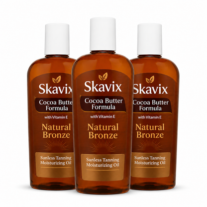 Skavix Natural Bronze Tanning Oil – Fast-Absorbing Cocoa Butter Moisturizer for a Sun-Kissed Glow