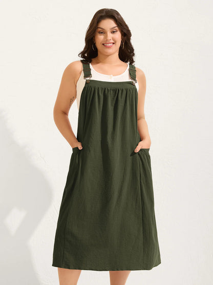 Rust Red Cotton Pleated Pocket Midi Dress, Perfect Gift for Mother's Day!