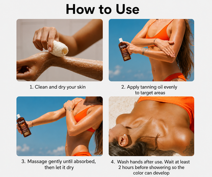 Skavix Natural Bronze Tanning Oil – Fast-Absorbing Cocoa Butter Moisturizer for a Sun-Kissed Glow