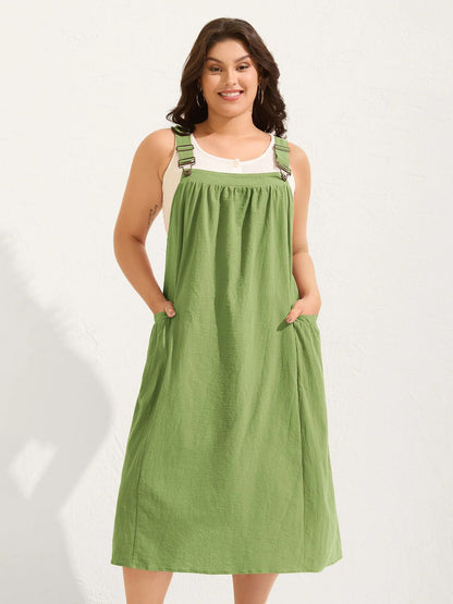 Rust Red Cotton Pleated Pocket Midi Dress, Perfect Gift for Mother's Day!