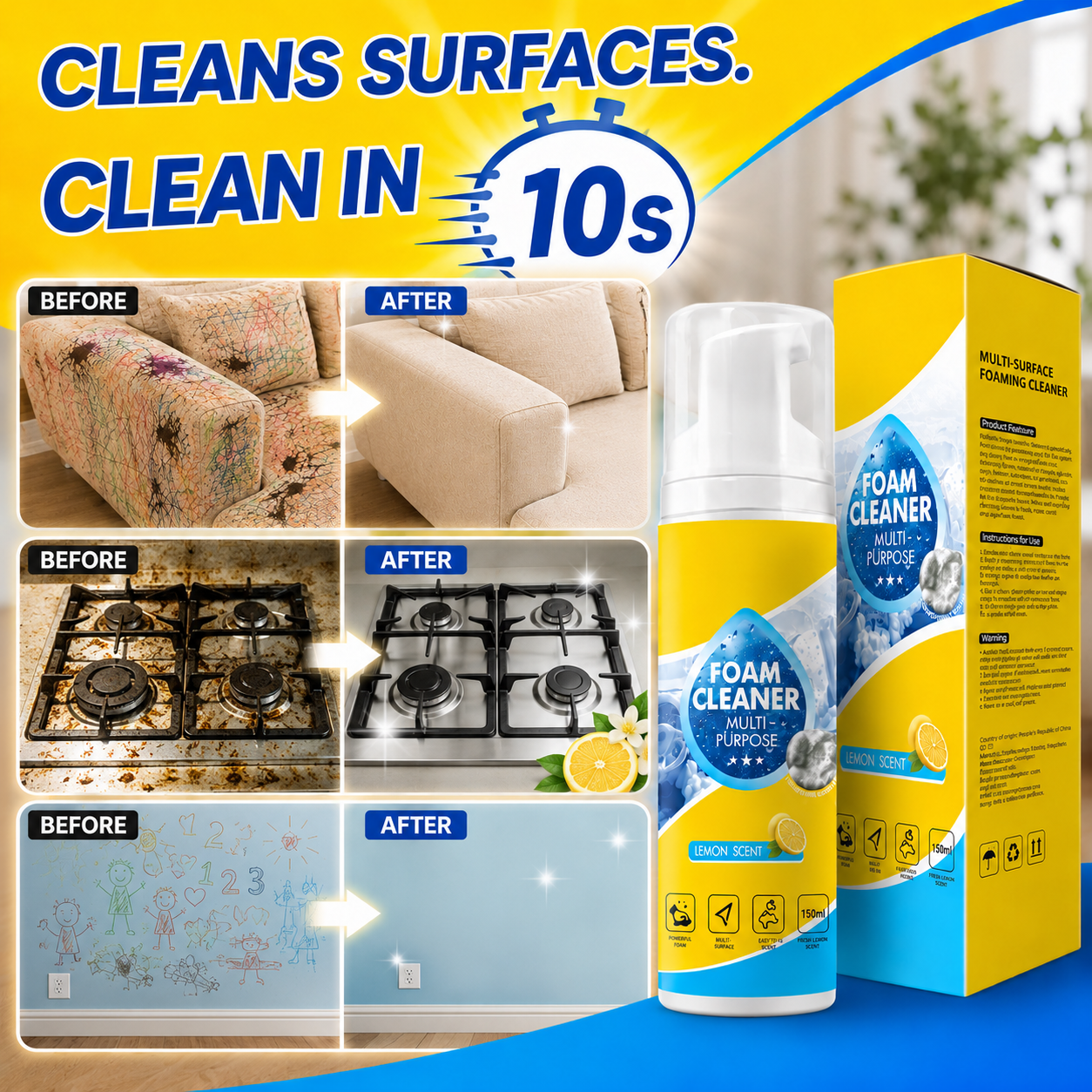 🔥Last Day 50% OFF🔥 Foam No-Rinse Cleaner — Spray, Wipe & Done Big Sale