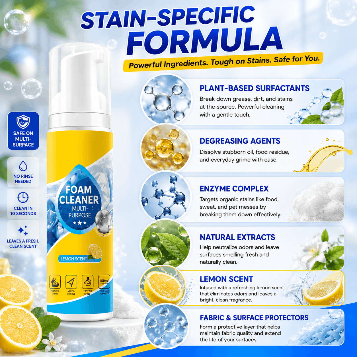 🔥Last Day 50% OFF🔥 Foam No-Rinse Cleaner — Spray, Wipe & Done Big Sale