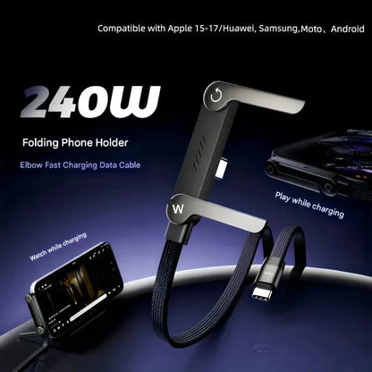 ⚡Official Authorized | 2-in-1 Invisible Holder Charger Cable - 240W Fast Charging Cord with Built-In Phone Stand Big Sale
