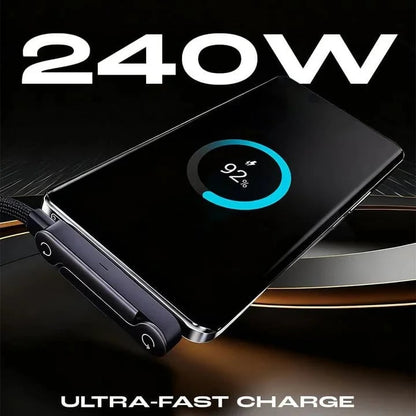 ⚡Official Authorized | 2-in-1 Invisible Holder Charger Cable - 240W Fast Charging Cord with Built-In Phone Stand Big Sale